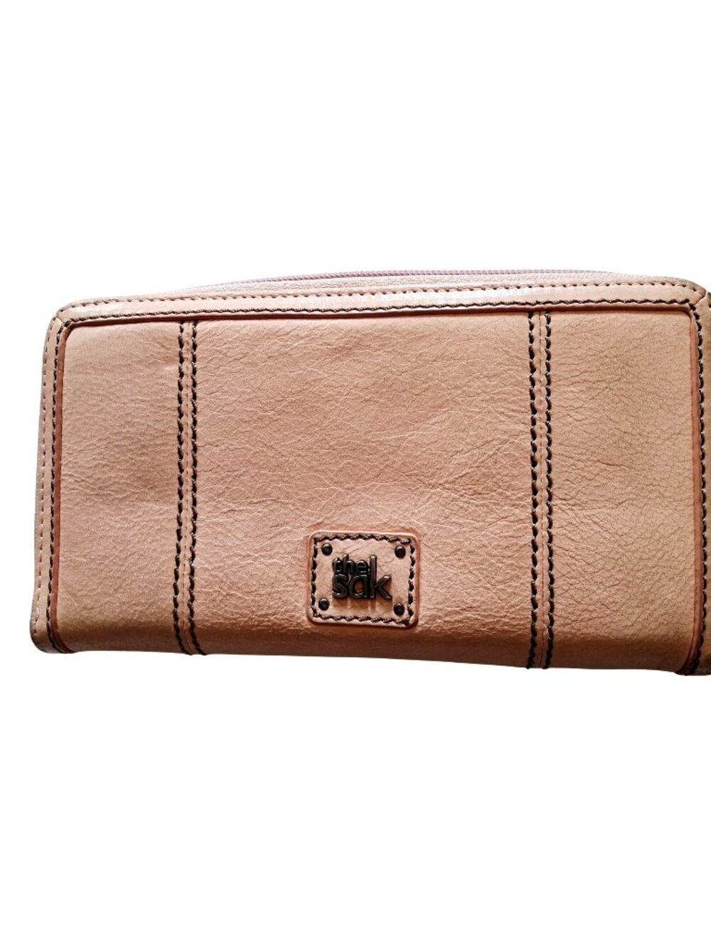 The Sak Pink Leather Wallet With Zipper Closure & Multiple Compartments